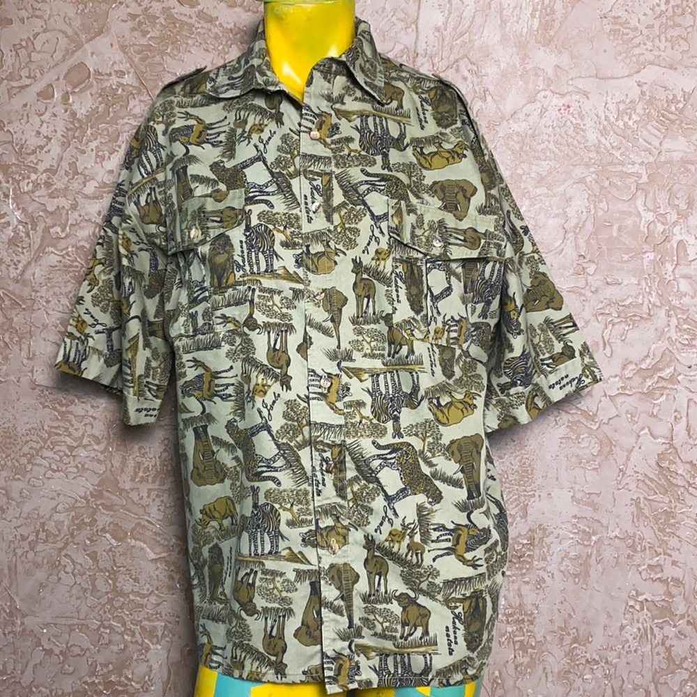 Hakuna Matata Safari All Over Print Short Sleeve Button Up XL All Over Print